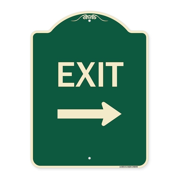 Exit With Right Arrow 3 Heavy-Gauge Aluminum Architectural Sign, 24" H, 18" L, G-1824-24045